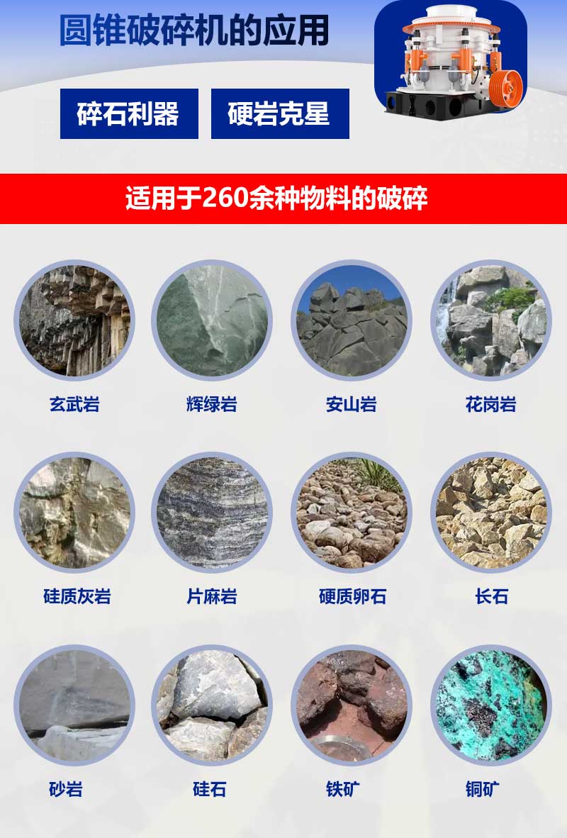 HP多缸圓錐破碎機(jī)可破碎的物料